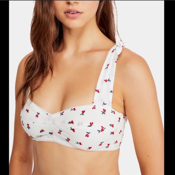 Free People Other - Free People Bralette Combo Red & white lace trim Size Medium